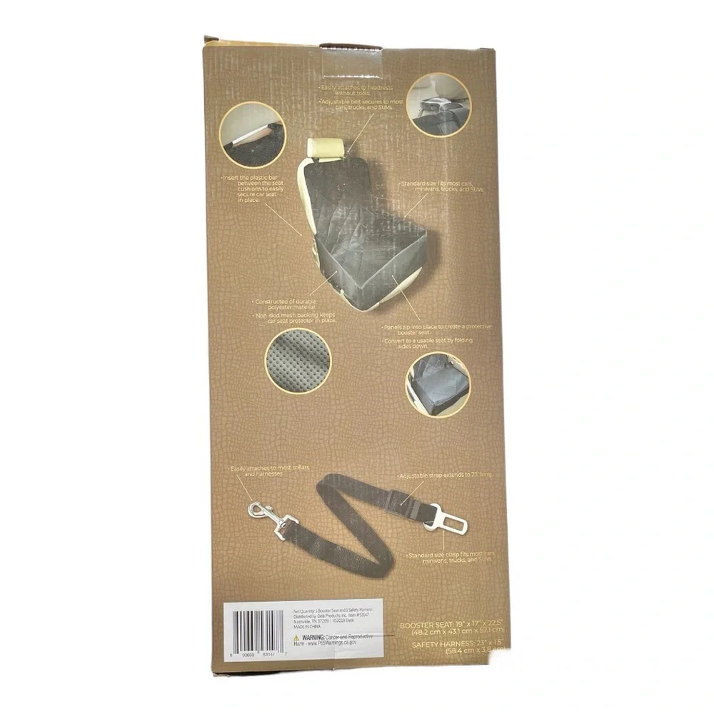 Pet booster seat interior protector with safety harness